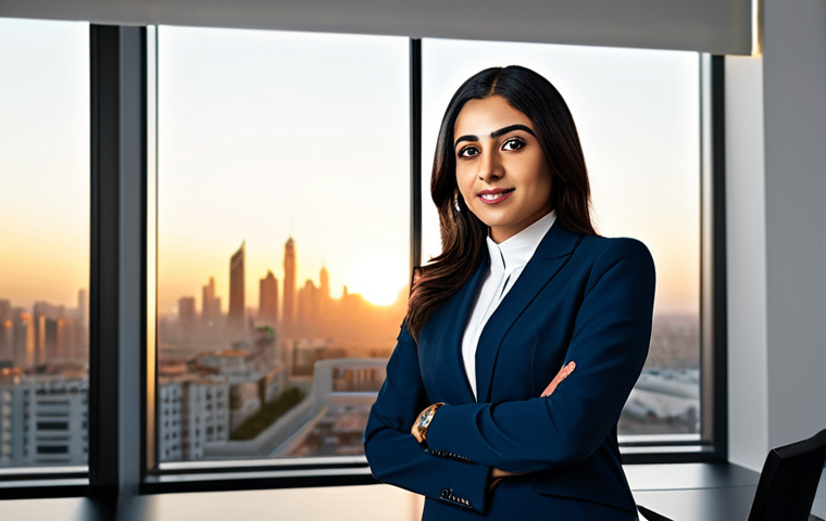 **

"A professional Arab businesswoman in a modern office setting. She is wearing a tailored business suit, fully clothed and modest. The office has large windows overlooking a cityscape at sunset, creating a warm and inviting atmosphere. Safe for work, appropriate content, perfect anatomy, natural pose, high-resolution, professional photography."

**